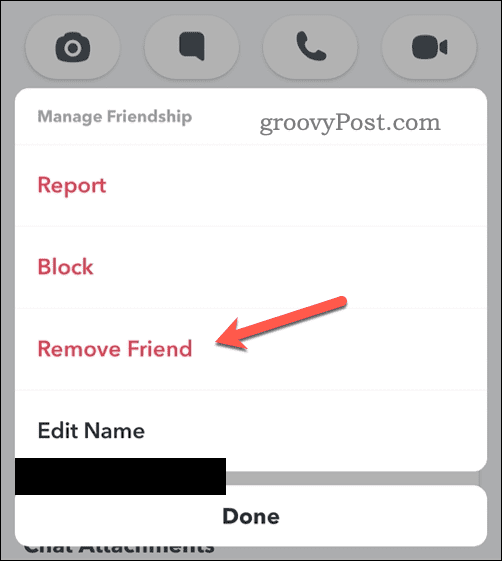 Option to remove a Snapchat friend
