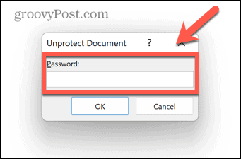 word enter password