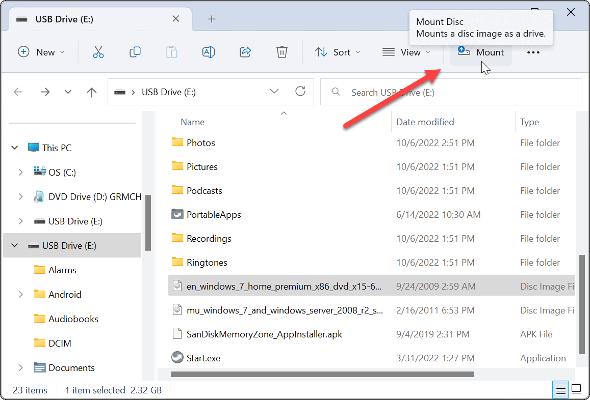 Mount an ISO Image on Windows 11