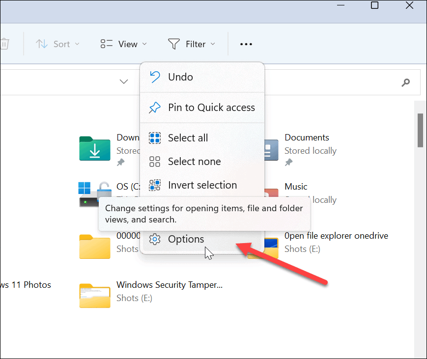 File Explorer Open to OneDrive 