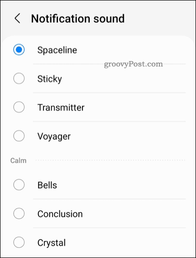 Android notification sound settings menu