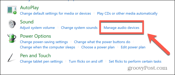 windows manage audio devices