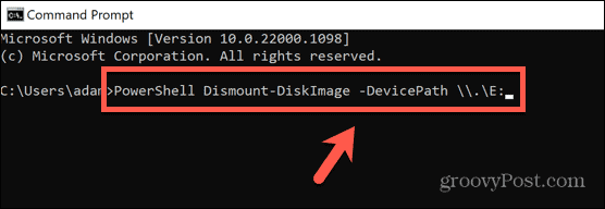 command prompt dismount drive name