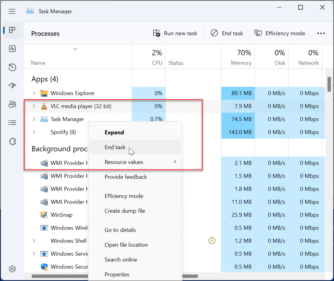 Force Close Unresponsive Apps on Windows 11