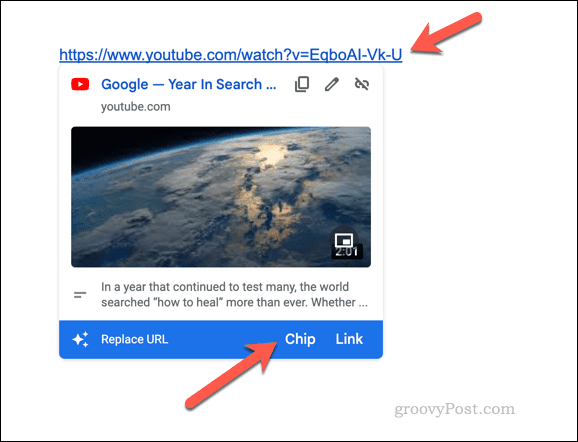 Changing a YouTube link in Google Docs
