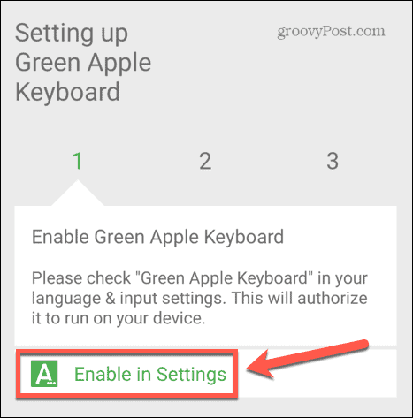 green apple keyboard enable in settings