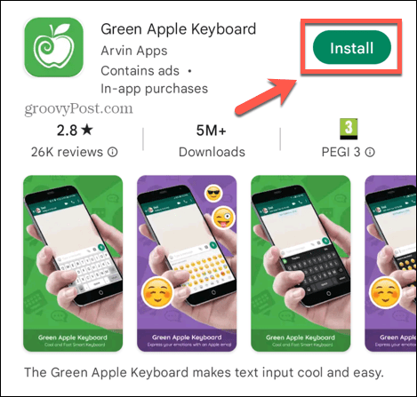 install green apple keyboard