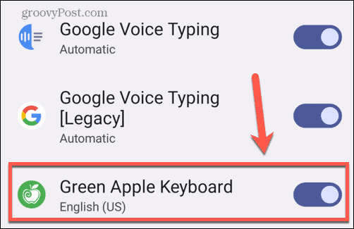 android toggle green apple keyboard on