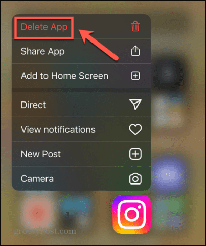 delete app instagram