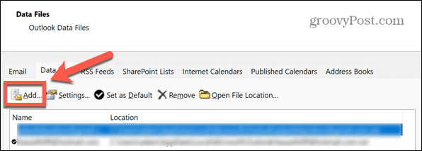 outlook add data file