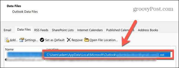 outlook file location