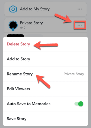 Edit a private Snapchat story