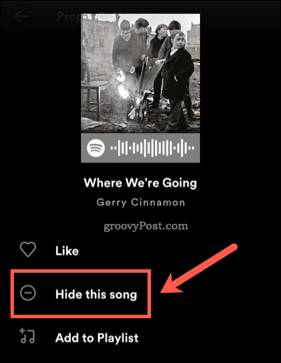 Hide a song on Spotify