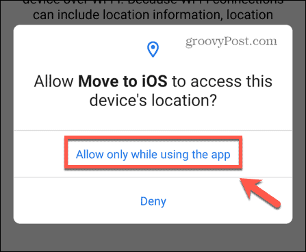 move to ios app allow device location