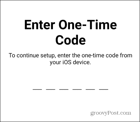 android enter one time code
