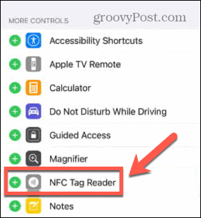 add nfc tag reader to control center
