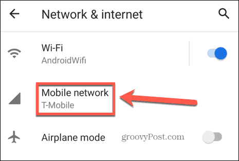 android mobile network settings