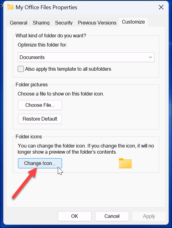 Change icon folder