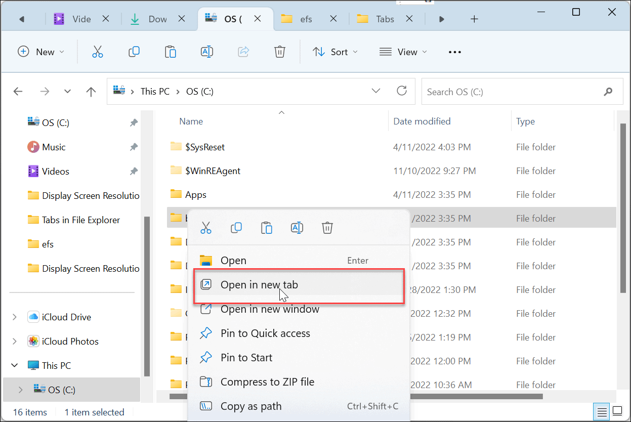 Usar íconos en el Explorador de archivos de Windows 11