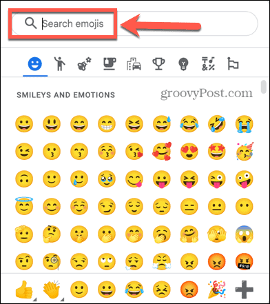 search emojis in google docs