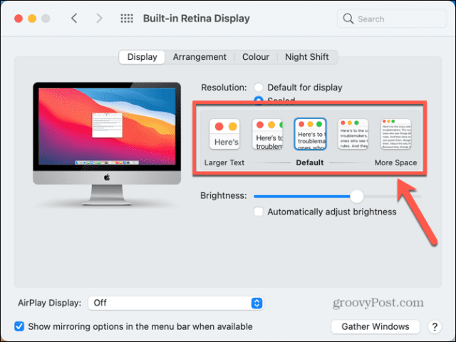 mac resolution options