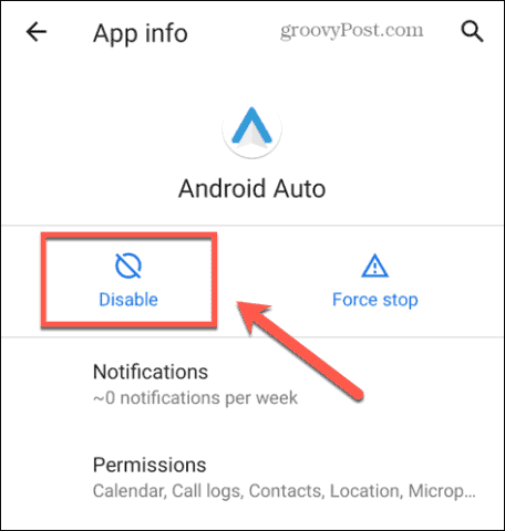 android auto disable
