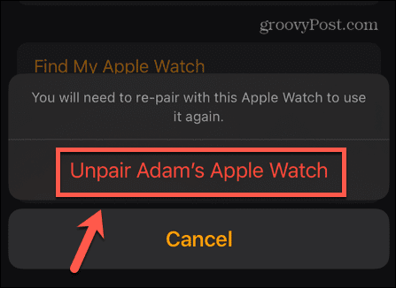 watch app unpair my watch