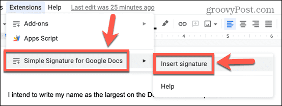 google docs insert signature from add on