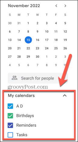 google calendar select calendars