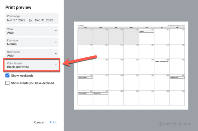 google calendar color and style