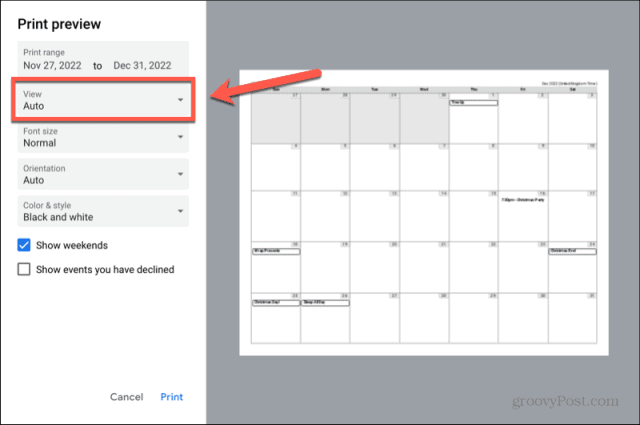 google calendar view setting