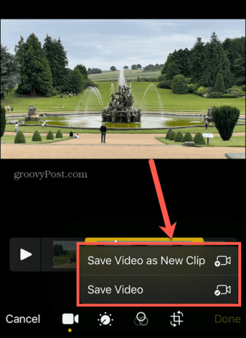 iphone save video as new clip
