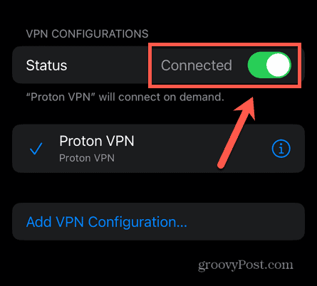 iphone vpn connected switch