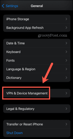 iphone vpn & device managment