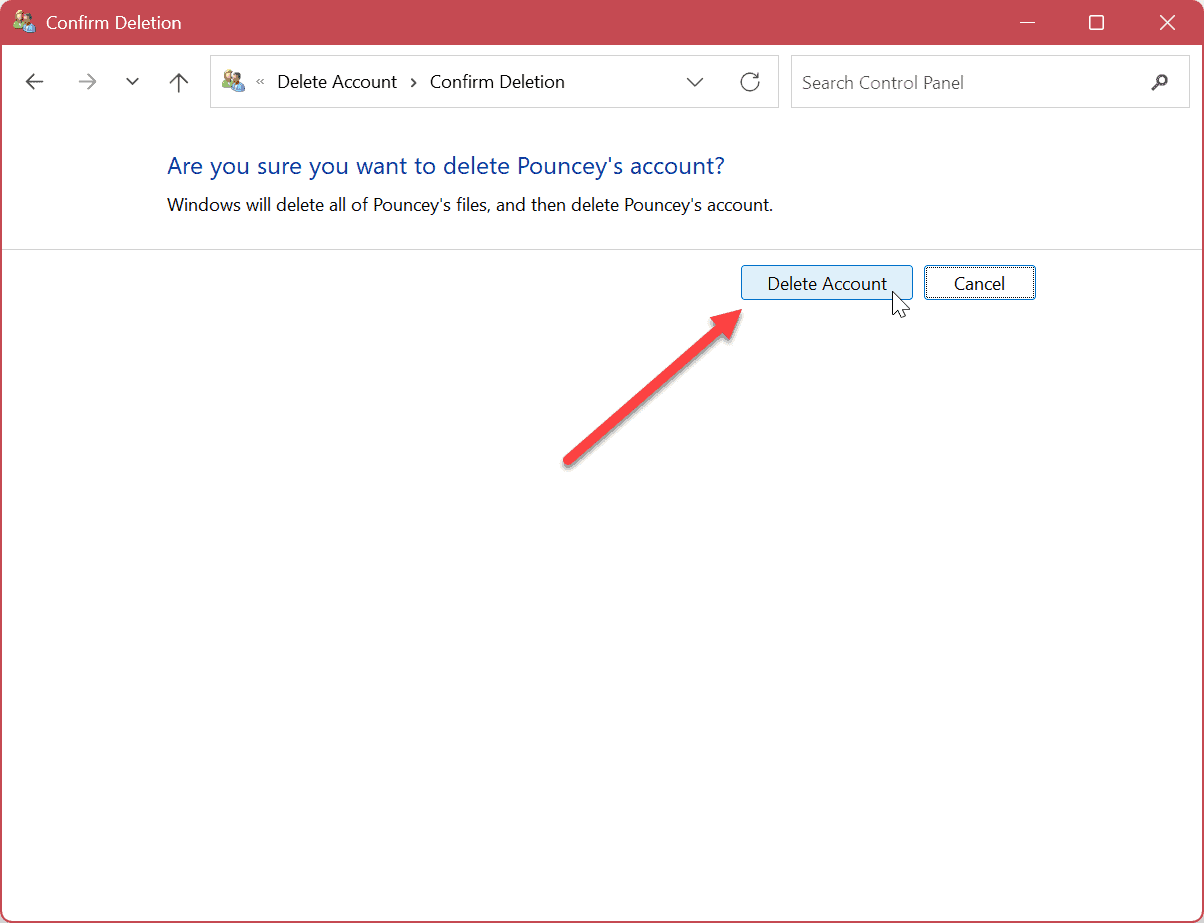 Delete a User Account on Windows 11