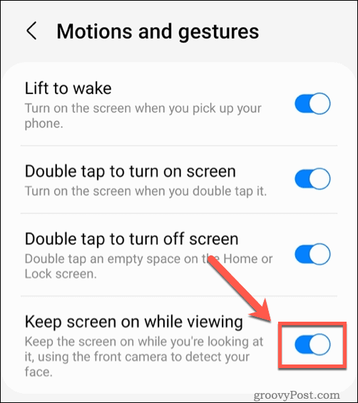 Enabling the keep screen on while viewing feature on Samsung phones