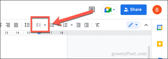 Inserting a checkbox in Google Docs