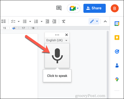 Enable voice typing in Google Docs