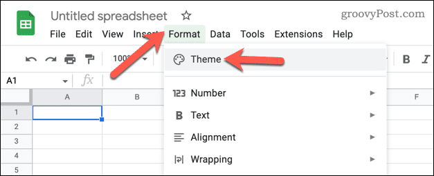 Editing the theme in Google Sheets
