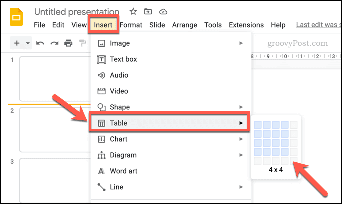 Insert a table in Google Slides