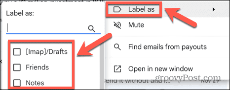 gmail label as