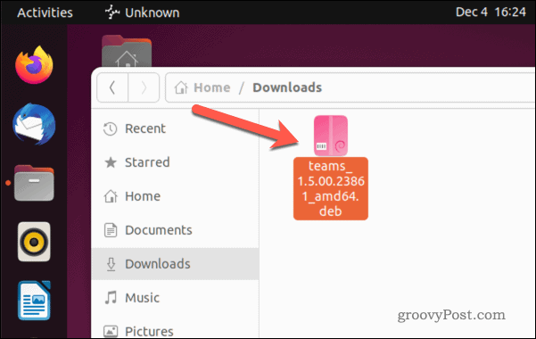 Open the Microsoft Teams installation file on Ubuntu