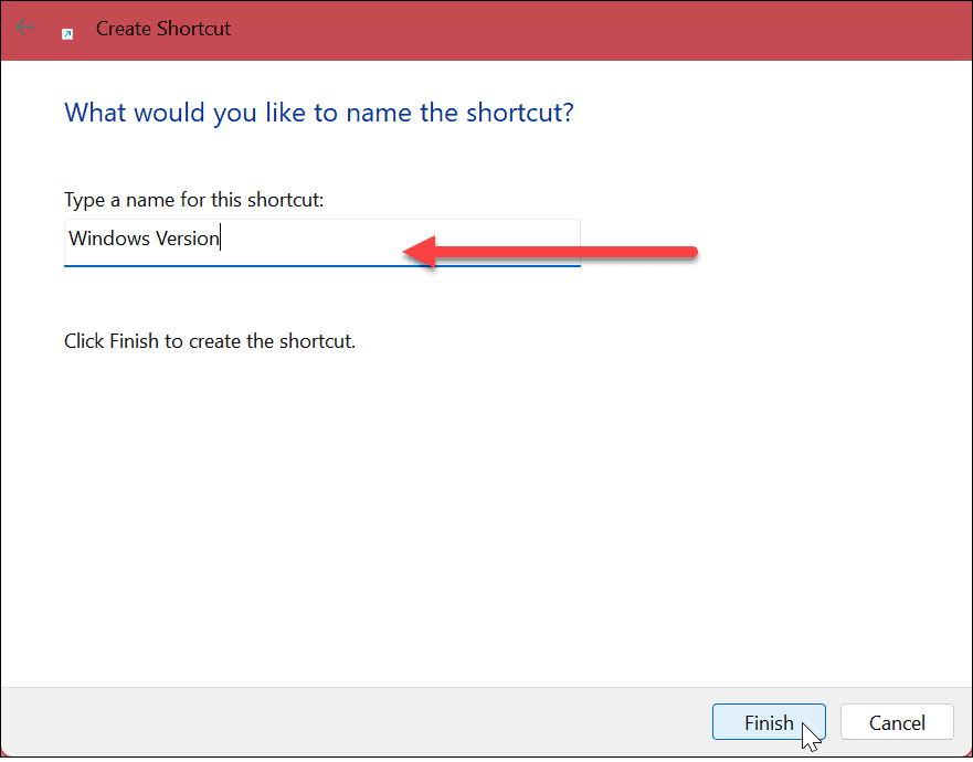 type in name for shortcut windows 11