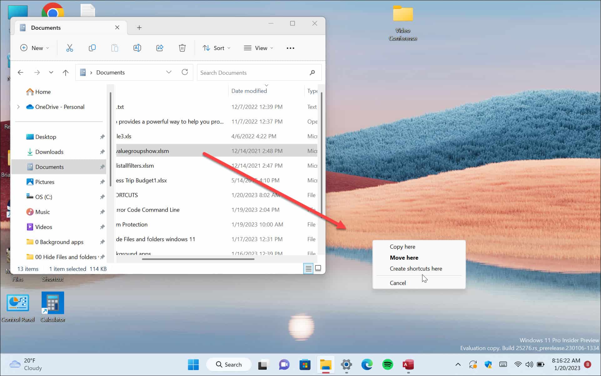 drag shortcut to desktop windows