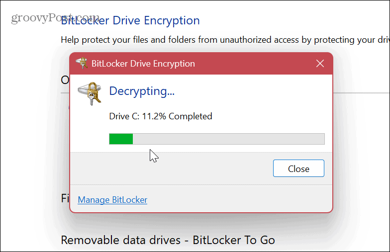 Desactivar o detener BitLocker 