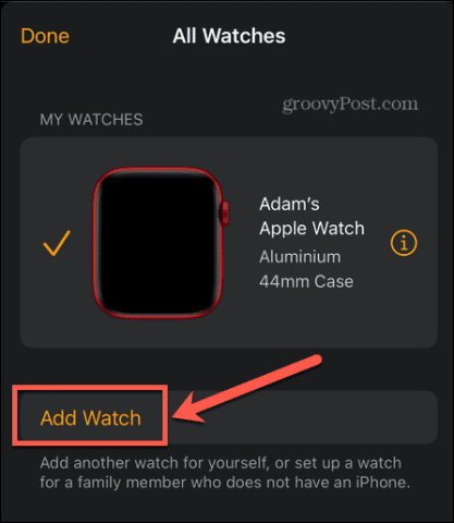 apple watch add watch