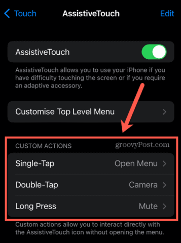 assistive touch custom actions