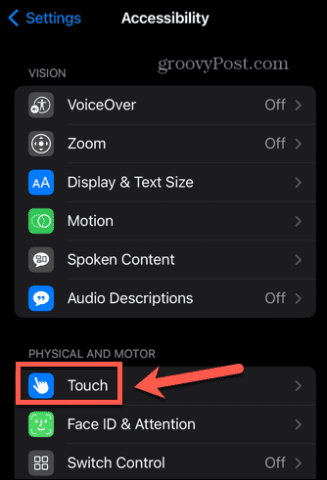 iphone touch settings