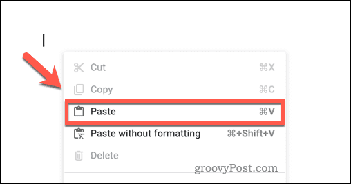 Paste values in Google Docs