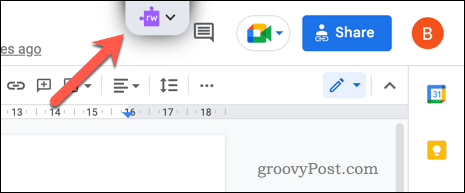 Tap the Read & Write icon in Google Docs